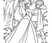 Coloriage Prince Philippe et Aurore en dansant