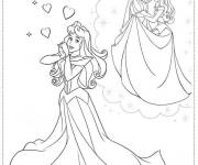 Coloriage Princesse Aurore amoureuse du prince