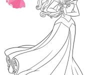 Coloriage Princesse Aurore avec mod&egrave;le