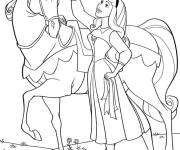 Coloriage Princesse Aurore avec son cheval