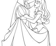 Coloriage Princesse Aurore danse avec le prince