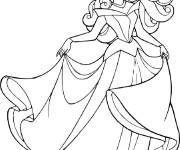 Coloriage Princesse Aurore en robe royale