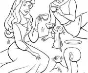 Coloriage Princesse Aurore et Philip au piquenique