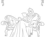 Coloriage Princesse Aurore lisant la lettre du prince
