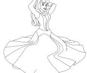 Coloriage Princesse Aurore met une fleur dans ses cheveux