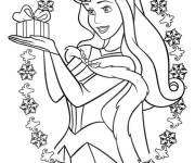 Coloriage Princesse Aurore reçoit un cadeau