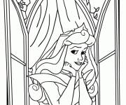 Coloriage Princesse sur la fen&ecirc;tre