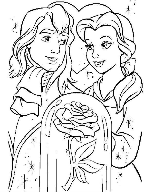 Coloriage La Belle Avec Son Prince Dessin Gratuit à Imprimer