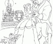 Coloriage et dessins gratuit La belle et la bête dans la vérande à imprimer