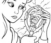 Coloriage La belle et son miroir