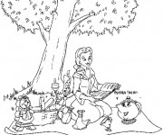 Coloriage La belle lie un livre