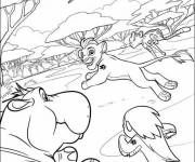 Coloriage Animaux de la savane de la garde du roi lion