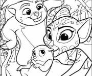 Coloriage Banga et Fuli prot&egrave;gent le petit