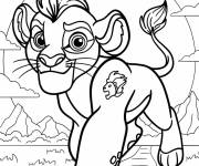 Coloriage Jeune Kion en terrain rocheux