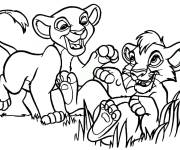 Coloriage Kion et Kiara en s'amusant