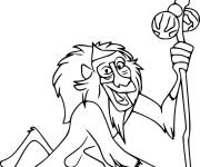 Coloriage et dessins gratuit Le babouin Rafiki de la garde dur roi lion à imprimer