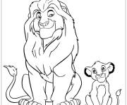 Coloriage Le roi lion avec son fils