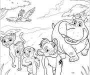 Coloriage Les amis dans la foret la garde du roi lion
