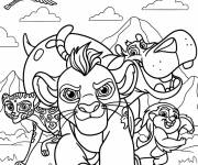 Coloriage Les amis de Kion se prom&egrave;ne dans la savane