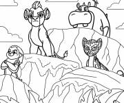 Coloriage Les amis de Kion sur les roches