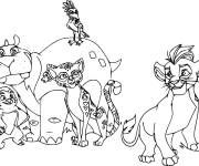 Coloriage Les animaux du dessin animé la garde du roi lion