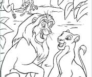 Coloriage Les lions amoureux de la garde du roi lion