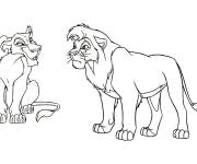 Coloriage Les lions Simba et Zira