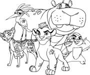Coloriage Les personnages principaux de la garde du Roi Lion