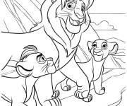 Coloriage Simba et ses petits de la garde du roi lion