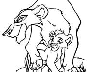 Coloriage Zira avec sa prog&eacute;niture