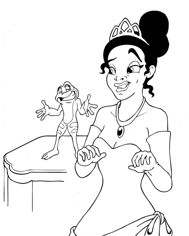Coloriage et dessins gratuits La princesse parle avec  la grenouille à imprimer