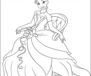 Coloriage La princesse Tiana assise