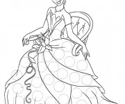 Coloriage La princesse Tiana assise sur une chaise