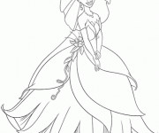 Coloriage et dessins gratuit La princesse Tiana en robe à imprimer