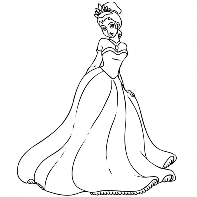 Coloriage et dessins gratuits La princesse Tiana simple à imprimer