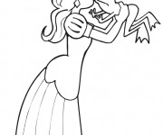 Coloriage Tiana embrasse la grenouille