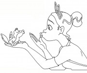 Coloriage et dessins gratuit Tiana et la petite grenouille à imprimer