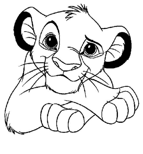 Coloriage et dessins gratuits Le petit  Roi Lion sourit à imprimer