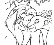 Coloriage Le Roi Lion et Nala s'adorent