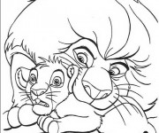 Coloriage Le Roi Lion et son petit