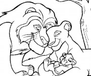 Coloriage et dessins gratuit Le Roi Lion Mufasa, Sarabi et Simba à imprimer