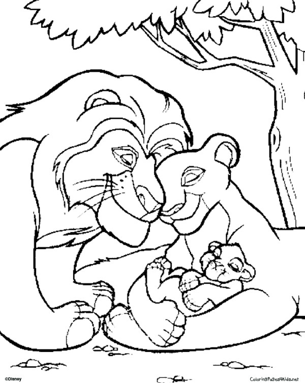 Coloriage et dessins gratuits Le Roi Lion Mufasa, Sarabi et Simba à imprimer