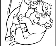 Coloriage et dessins gratuit Le Roi Lion Simba et Nala à imprimer