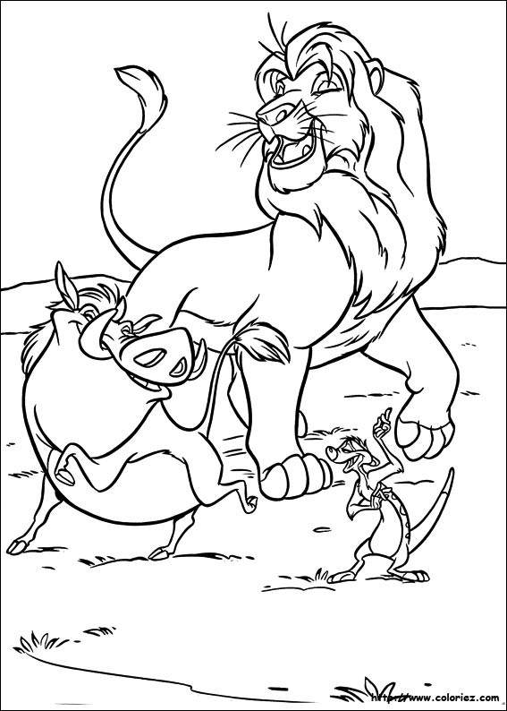 Coloriage et dessins gratuits Le Roi Lion, Timon et Pumbaa à imprimer