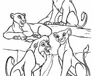 Coloriage Mustafa,  Nala, Simba et sa maman