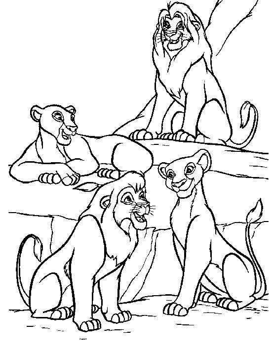 Coloriage et dessins gratuits Mustafa,  Nala, Simba et sa maman à imprimer