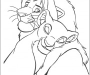 Coloriage Nala en sécurité avec le roi