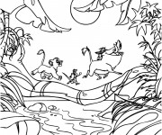 Coloriage Simba, Pumbaa et Timon se prom&egrave;nent