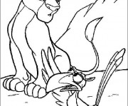 Coloriage Zazu discute avec le petit  Roi Lion