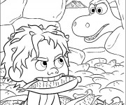 Coloriage Le bon dinosaure Spot vole les maïs d'Arlo